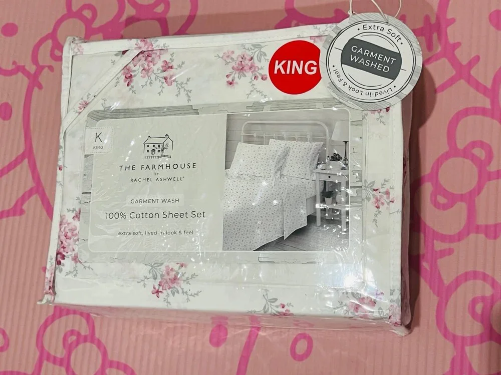 NWT❤️Rachel Ashwell The Farmhouse Shabby Chic Cotton King Sheet Set